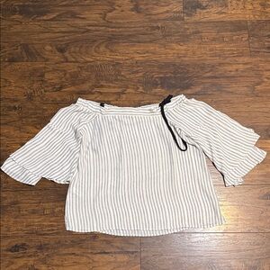LOFT Off-Shoulder Striped Blouse - White and Black